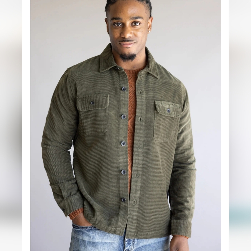 Olive Green Men's Union Size XL Corduroy Shacket